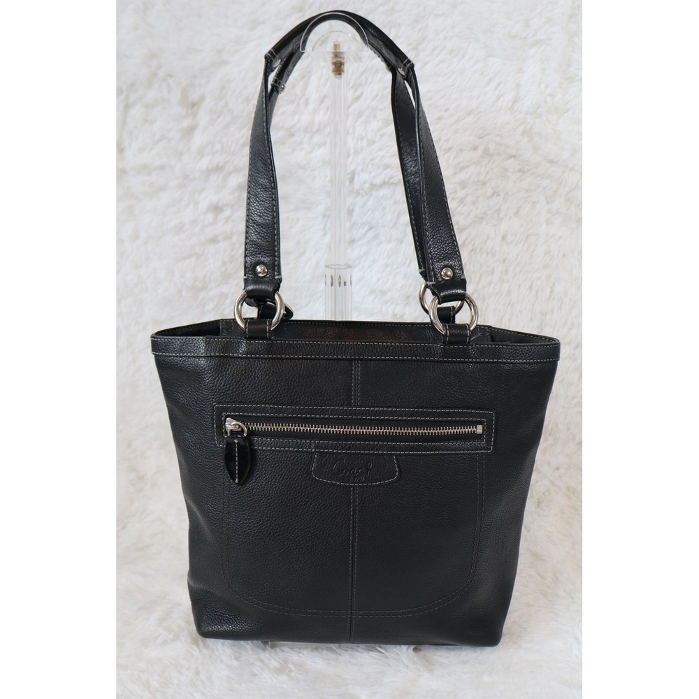 COACH F14683 Penelope Black Pebbled Leather Shoulder Bag Tote Purse
